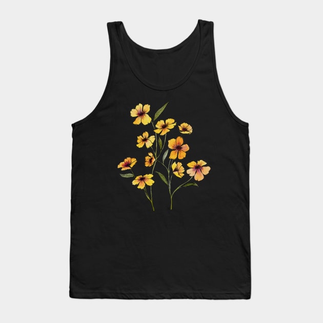 Yellow Flowers Watercolour Tank Top by Maria's flowers